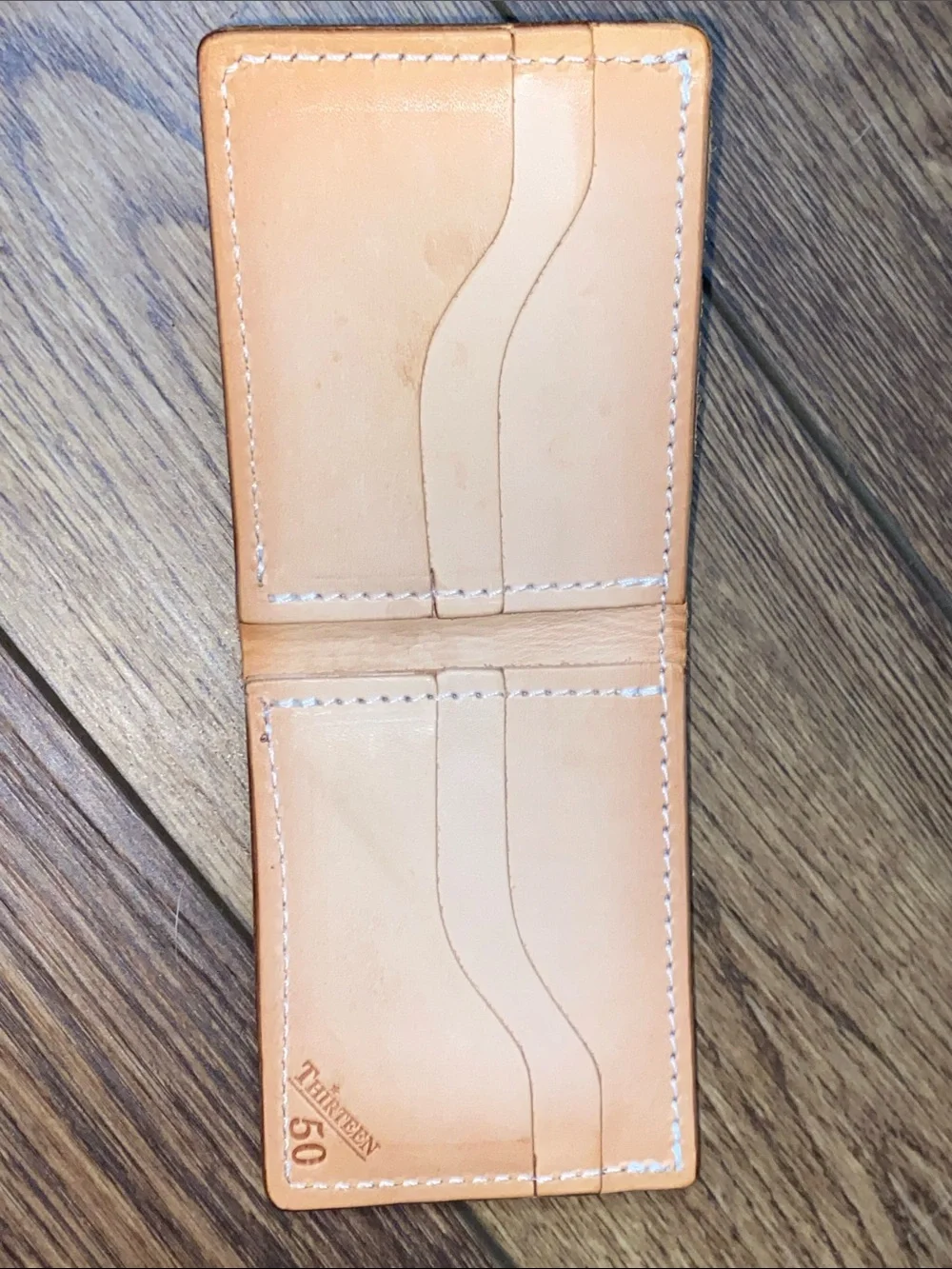 Thirteen 50 Minimalist Brown Leather Men's Bifold Wallet - Classic Carry